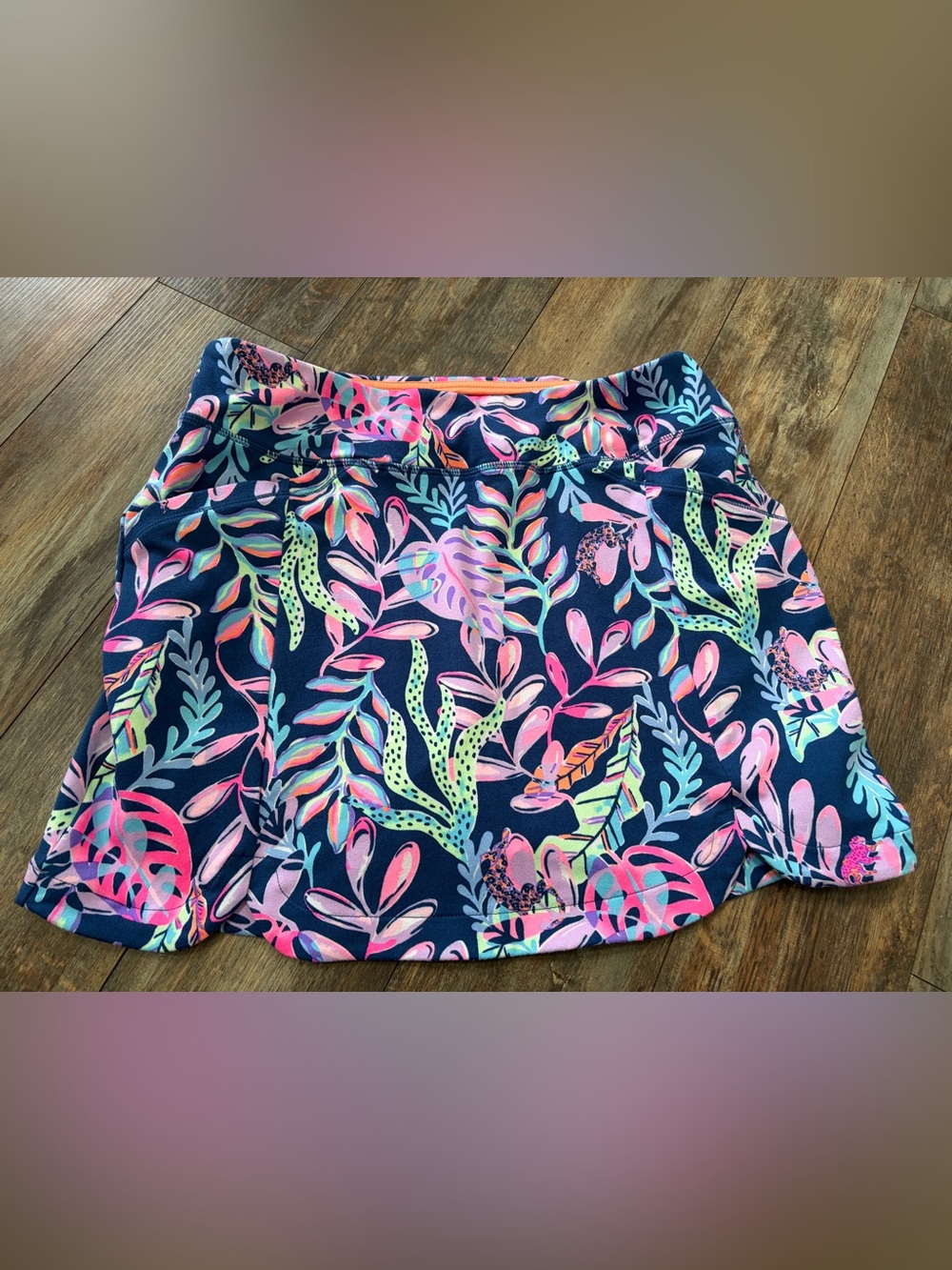 Lilly Pulitzer Sabbia Luxletic skort "Oyster Bay Navy You've Been Spotted" Sz M